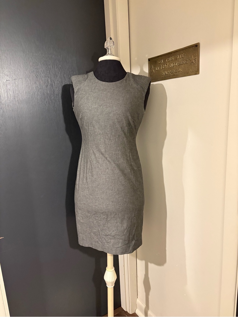 Banana Republic Petite Sleeveless Charcoal Sheath Suit Cotton Blend Dress 💜